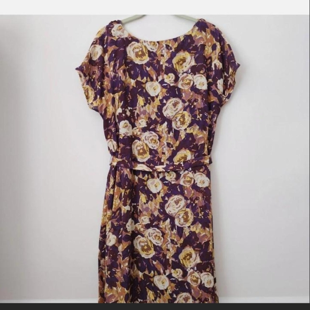 Lands' End Purple and Gold Floral Maxi Dress